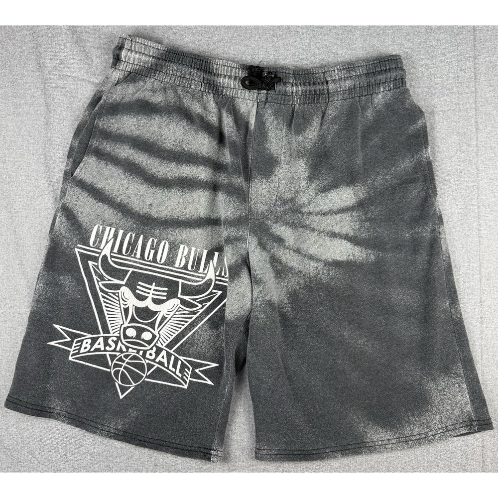 NBA Chicago Bulls Tie Dye Sweat Shorts Men's Large Gray Black Graphic